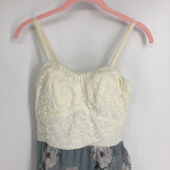Kismet White & Teal Floral Lace as u wish Skirt Dress Hi-Lo size S - Picture 5 of 15
